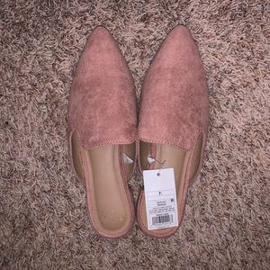 A New Day Blush/Pink microsuede mules NWT